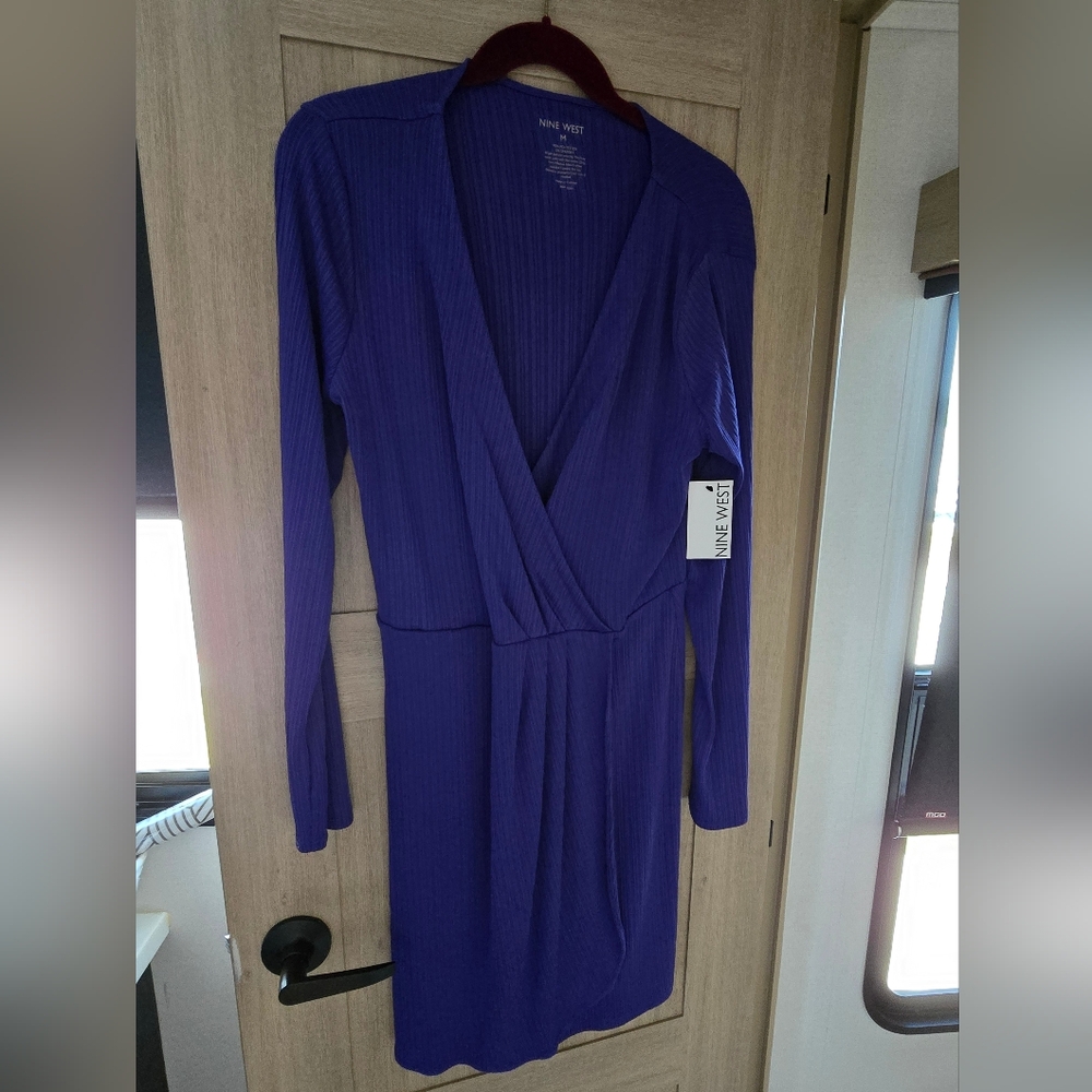 Nine West Women's Long Sleeve Purple Dress